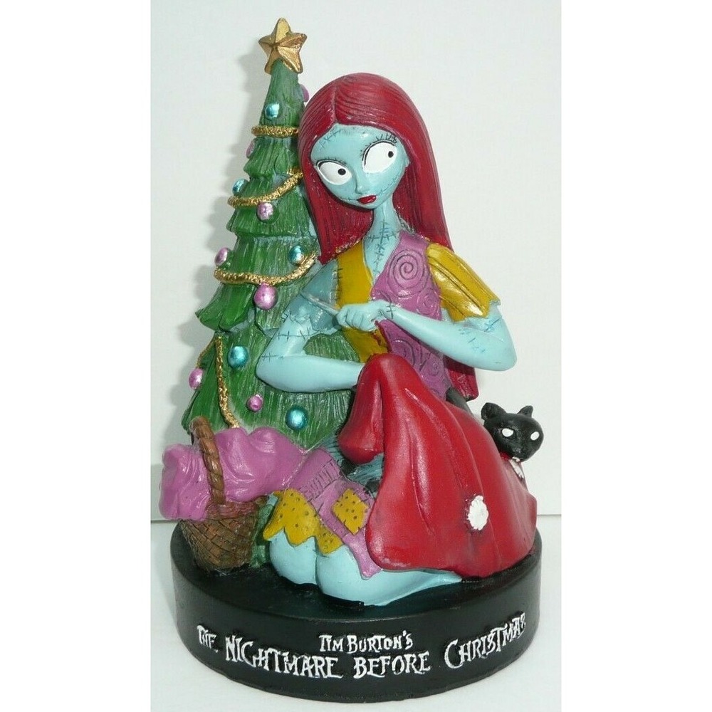 Nightmare Before Christmas Sally Figurine Tree Halloween Santa Suit Black Cat